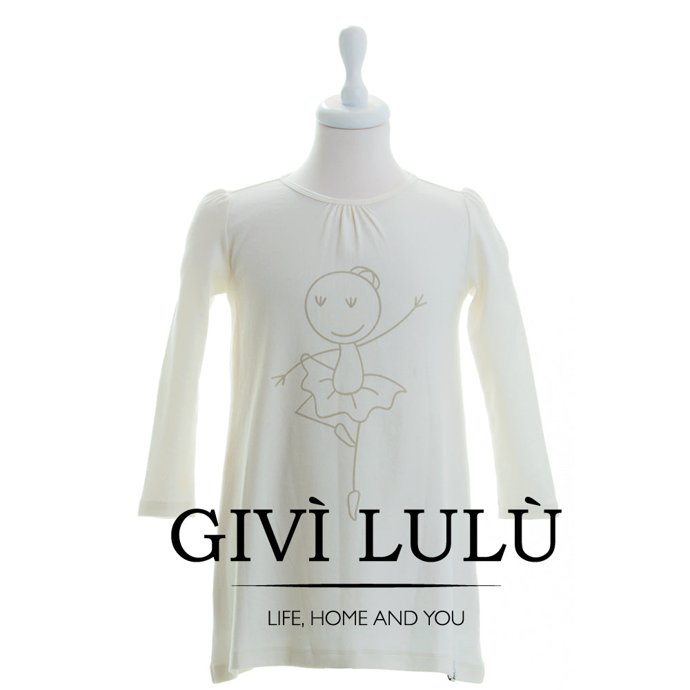 Camicia Da Notte Stampa Ballerina Bambina - New Bianca
